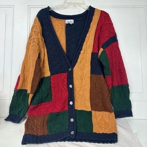 Vtg Capezio L color block knit‎ cardigan